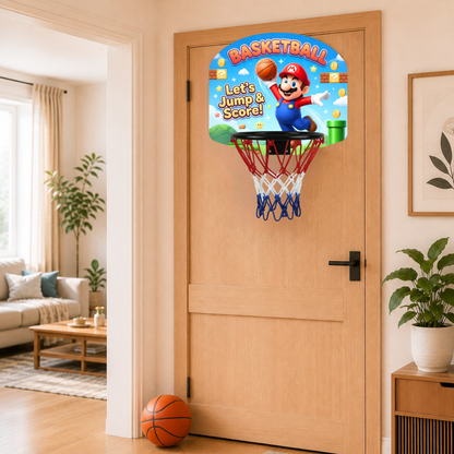 Kids Basketball Hoop Set – Super Mario Jump & Score Indoor/Outdoor Basketball Game