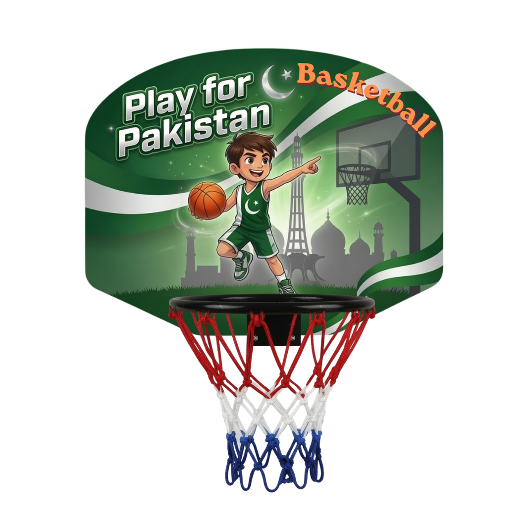 Play for Pakistan Mini Basketball Hoop for Kids | Indoor Over-the-Door Basketball Set