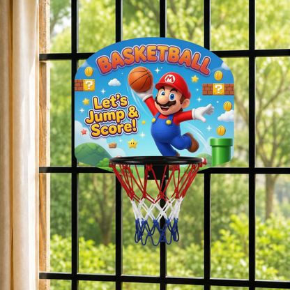 Kids Basketball Hoop Set – Super Mario Jump & Score Indoor/Outdoor Basketball Game
