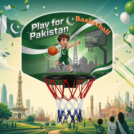 Play for Pakistan Mini Basketball Hoop for Kids | Indoor Over-the-Door Basketball Set