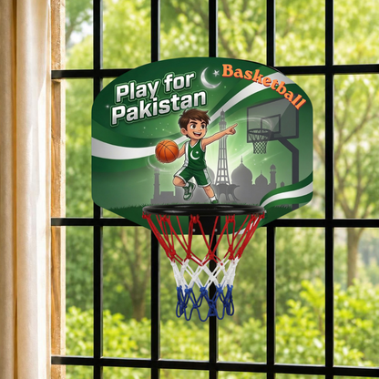 Play for Pakistan Mini Basketball Hoop for Kids | Indoor Over-the-Door Basketball Set