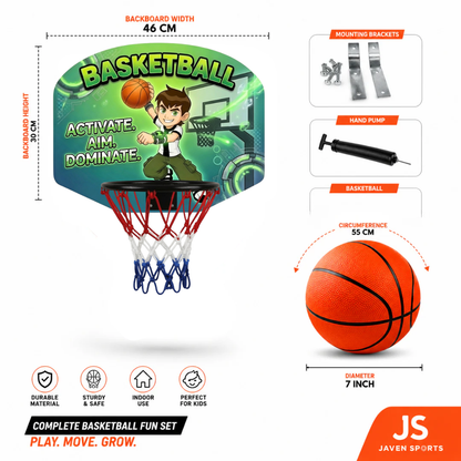 Basketball Activate Aim Dominate Mini Hoop for Kids | Indoor Over-the-Door Basketball Set