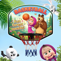 Kids Basketball Hoop Set – Masha & Bear Theme Indoor Mini Basketball Game with Ball for Boys & Girls
